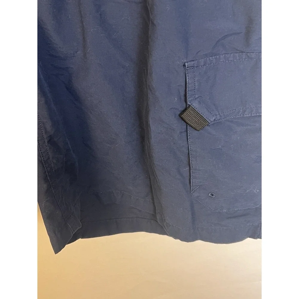 Columbia Mens Navy Blue Packable Cargo Shorts Elastic‎ Waist Belted Outdoor L